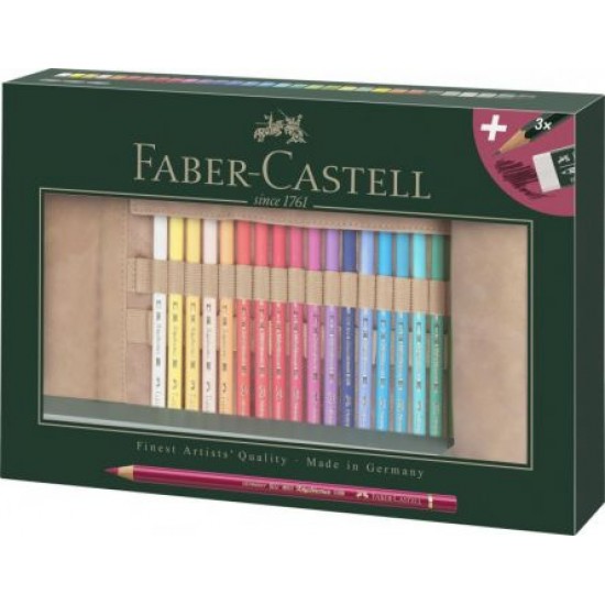 Rollup Faber-Castell 30 creioane colorate POLYCHROMOS + 3 creioane Castell 9000