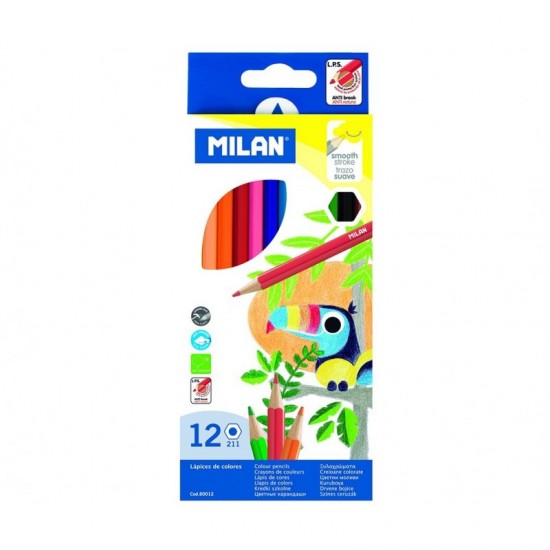 Creioane colorate 12 culori hexagonal MILAN, 80012
