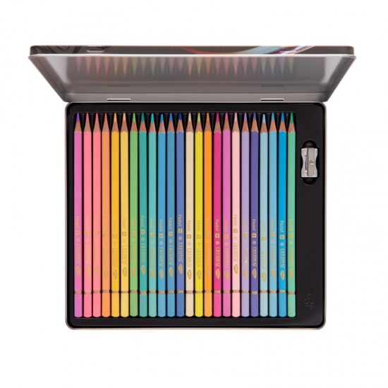Creioane colorate 24c pastel, cutie metalica, DACO, CC324P