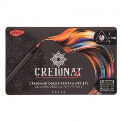 Creioane colorate 30c bicolore, cutie metalica, DACO, CC430 Creioane colorate 30c bicolore, cutie metalica, DACO, CC430