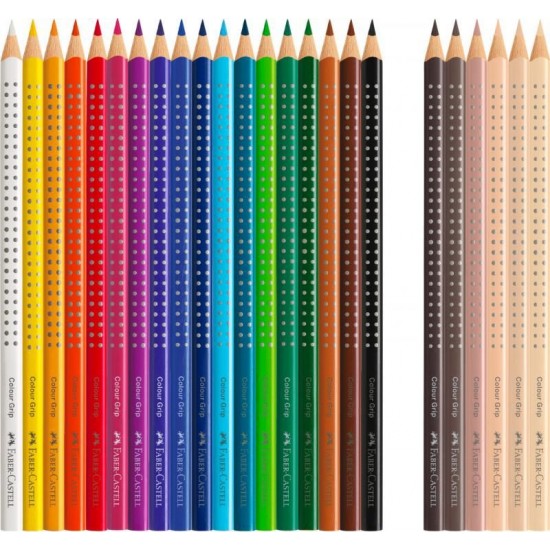 Creioane colorate  18+6 CULORI +  tonuri piele GRIP 2001 FABER-CASTELL