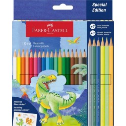 Creioane colorate 18+6 culori DINOZAURI FABER-CASTELL
