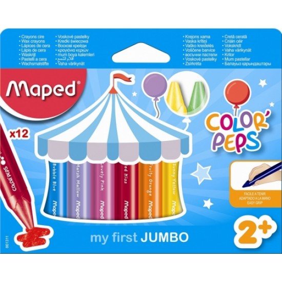 Creioane cerate colorate Color Peps My First Jumbo, 12 culori/set, Maped