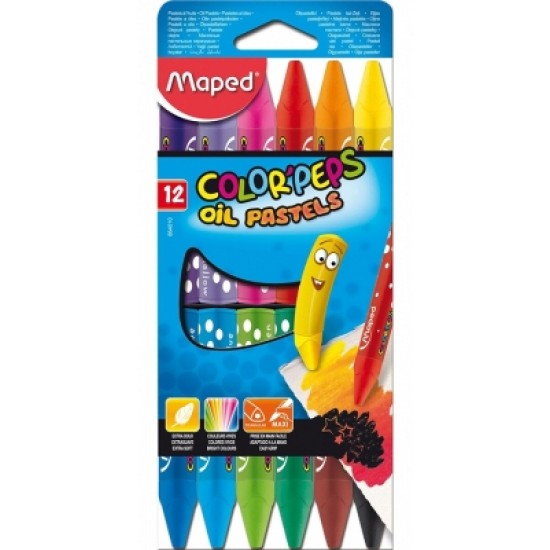 Creioane cerate pe baza de ulei 12 culori Maped