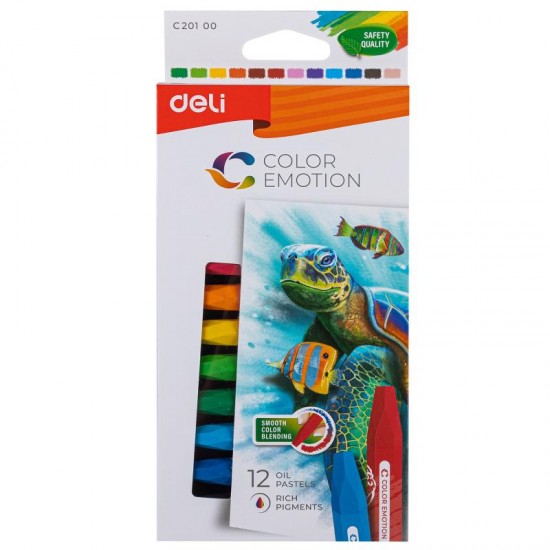 Creioane ulei pastel 12 culori COLOR EMOTION DELI
