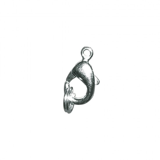 Spring hook with ring, argintiu, 9,5 mm