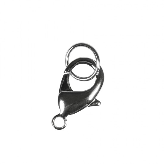 Spring hook with ring, argintiu, 18,5 mm