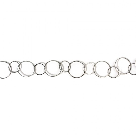 Plain coil chain round, argintiu, 2 + 3 cm alternating, tab-bag 1 m