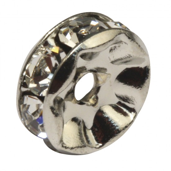 Rhinestone disc with crystal beads, platinum, o 8 mm