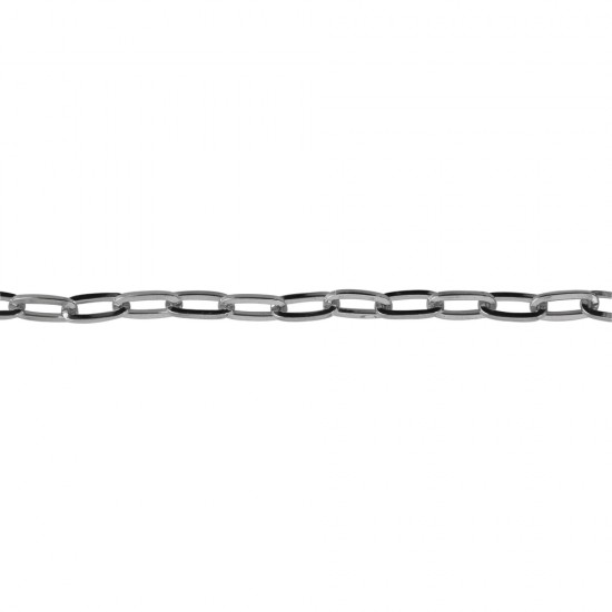 Plain coil chain, oval, platinum, 17x8 mm