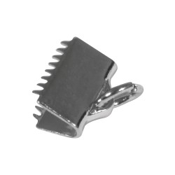 Brass clip for ribbons w. ring, platinum, f. 10mm ribbons, loose Brass clip for ribbons w. ring, platinum, f. 10mm ribbons, loose