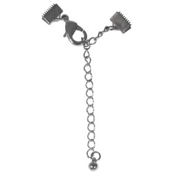 Clamp closure for ribbons compl.assemb, platinum, f. 8mm ribbons Clamp closure for ribbons compl.assemb, platinum, f. 8mm ribbons