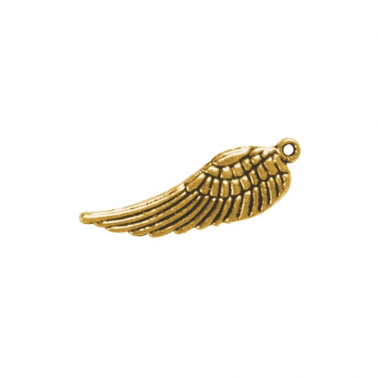 Metal hanger, wings, gold, 28mm, eye 1mm o, free of nickel, loose