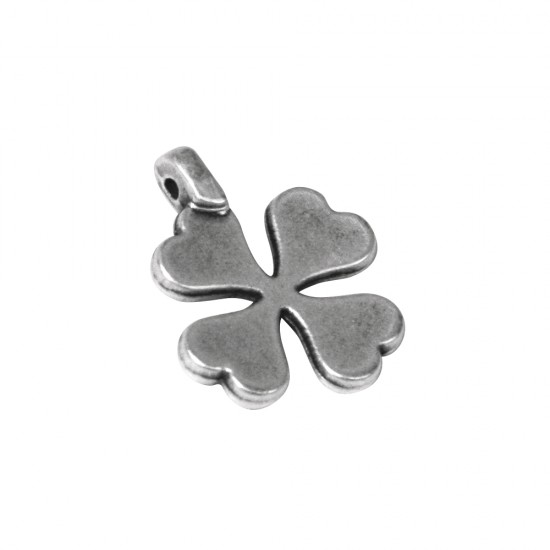 Metal hanger, cloverleaf, argintiu, 15mm, eye 1mm o, loose