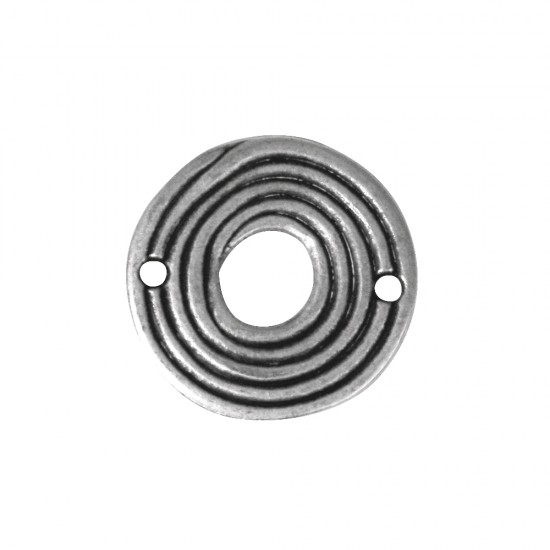 Element decorativ metalic, oxidized argintiu, 26mm, 2 holes 2mm o, loo