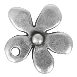 Element decorativ metalic: Blossom, oxidized argintiu, 13mm, hole 1mm o, loose Element decorativ metalic: Blossom, oxidized argintiu, 13mm, hole 1mm o, loose