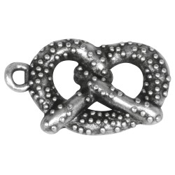 Pandantiv din metal: pretzel, oxidized argintiu, 1,7cm, loop 1mm o
