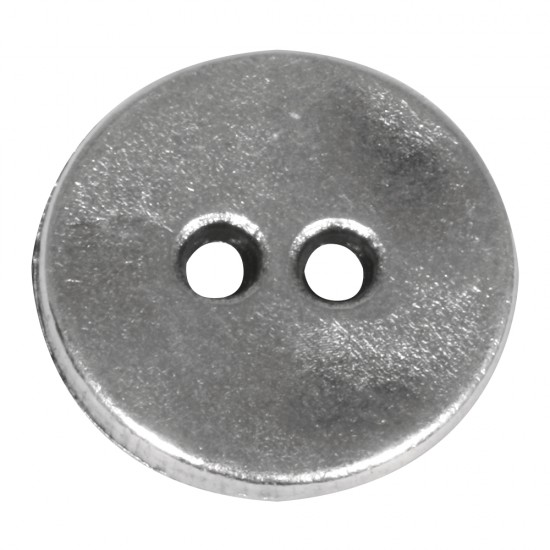 Element decorativ metalic: button, 1.4 cm o, oxidized argintiu, holes 1,5mm o