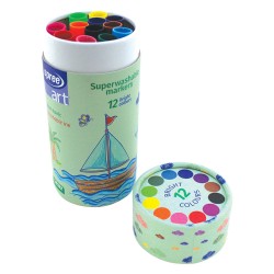 Set 12 culori carioca varf conic 7mm , cutie cilindru, SPREE