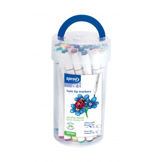 Set 24 culori . marker 2 capete, SPREE, pe baza de alcool