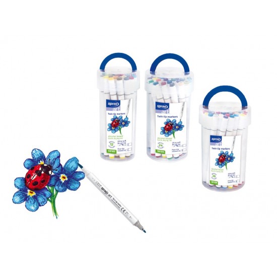 Set 24 culori . marker 2 capete, SPREE, pe baza de alcool
