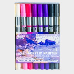 Markere acrilice, 2 Capete, 8 culori/set - CHOSCH CS-H842