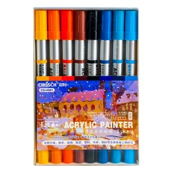 Markere acrilice, 2 Capete, 8 culori/set - CHOSCH CS-H841