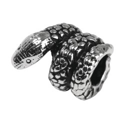 Element decorativ metalic: Snake, oxidized argintiu, 12mm, big hole 4mm o, loose Element decorativ metalic: Snake, oxidized argintiu, 12mm, big hole 4mm o, loose