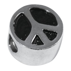 Element decorativ metalic: Peace, argintiu, 12mm, big hole 4mm o, loose Element decorativ metalic: Peace, argintiu, 12mm, big hole 4mm o, loose