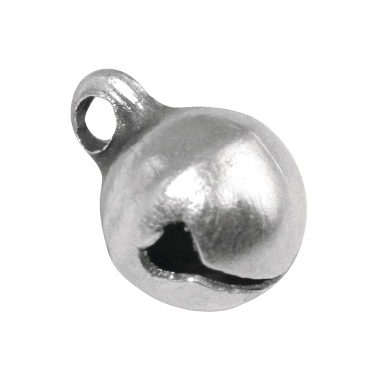 Metal bell, 6mm o, argintiu, eye 1mm o, loose