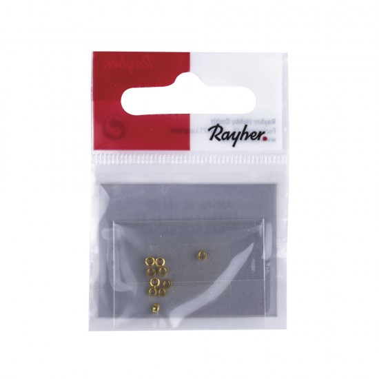 Crimps, gold-plated, 1mm/2mm o,t-bag 10pcs.