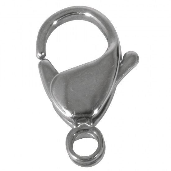 Stainless steel carabiner catch, platinum, 15mm t-bag 1pc.