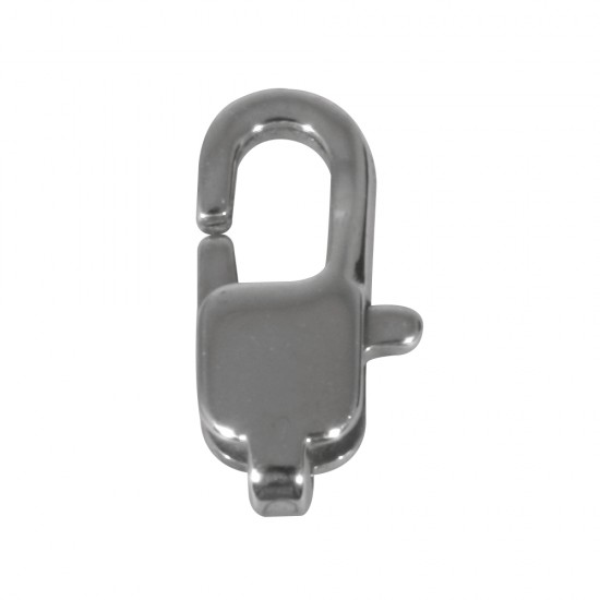 Stainless steel carabiner catch, platinum, 15mm tab-bag 1pc.