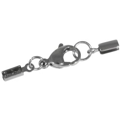 Stainless steel jewellery clasp , platinum, completely assembled, t-bag 1 Stainless steel jewellery clasp , platinum, completely assembled, t-bag 1
