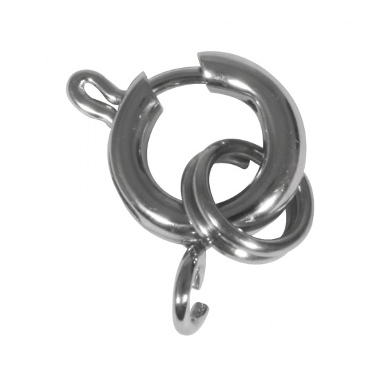 Stainless steel chain catch w split ring, platinum, 8mm o, t-bag 1pc.