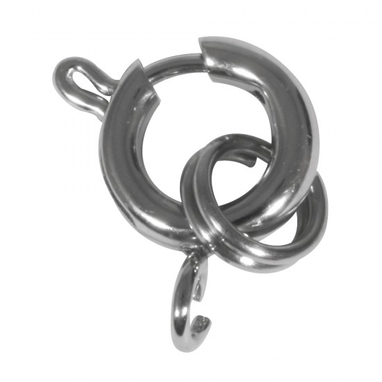 Stainless steel chain catch w split ring, platinum, 9mm o, t-bag 1pc.