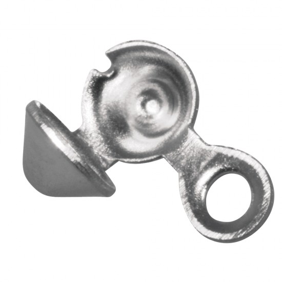 Stainless steel squeeze catch, 4mm o, platinum, tab-bag 20pcs.