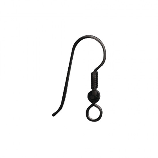 Brass ear hook, negru, 20mm, tab-bag 4pcs.