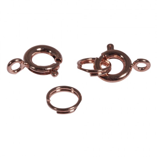 Chain catches with split ring, 7mm o, roz gold, t-bag 4pcs.