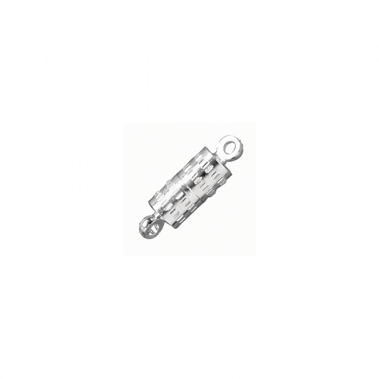 Magnetic clasp, cylinder, platinum, 8mm, tab-bag 1pc.