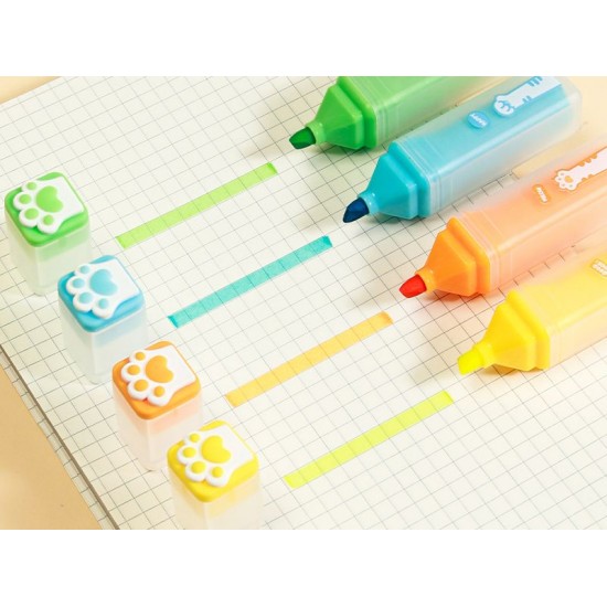 Textmarker 4/set forma patrata, CATS DELI