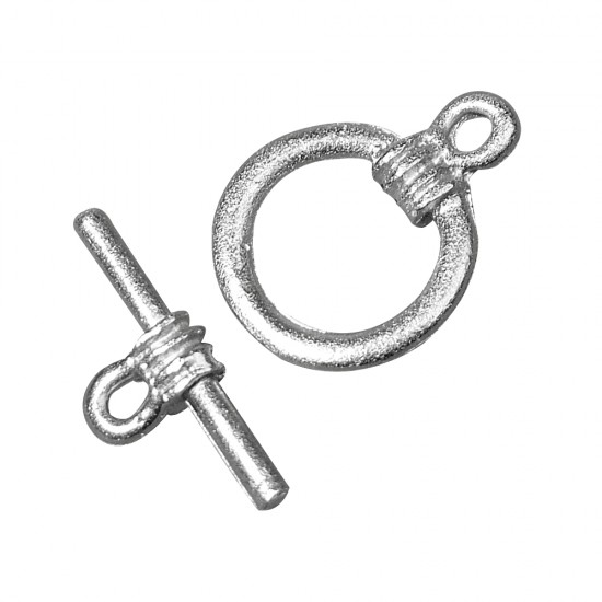 Toggle closure, 14mm o, platinum, tab-bag 1pc.