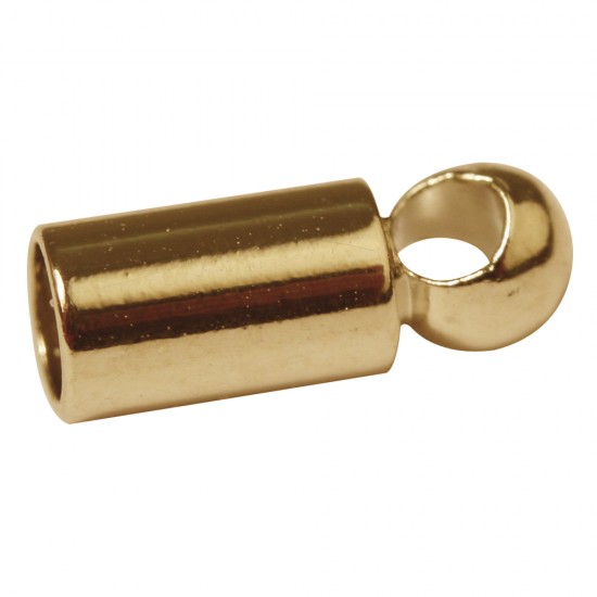 End caps w. eye, 2mm o, gold, tab-bag 4pcs.