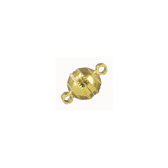 Magnetic clasp, round,  7mm o, gold, tab-bag 1pc.