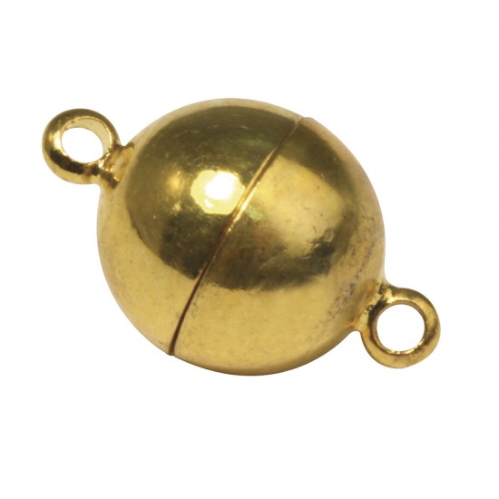 Magnetic clasp, extra strong, 10mm o, gold-plated, tab-bag 1pc.