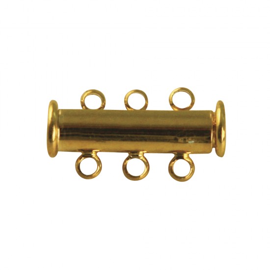 Magnet sliding clasp, 3 rows, gold, 20mm, tab-bag 1pc.