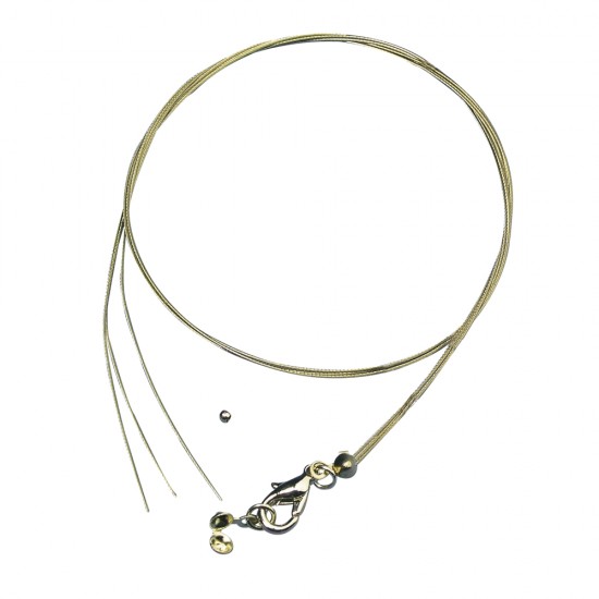 Sarma pentru bijuterii necklace, 0.4mm o, gold, 50cm, w. carab.+crimps, t-bag 1pc