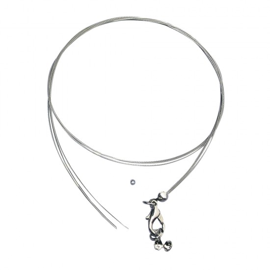 Sarma pentru bijuterii necklace, 0.4mm o, platinum, 50cm, w. carab.+crimps, t-bag