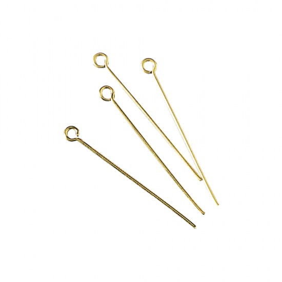 Chain stitch pin, 0.6mm o, gold, 35mm, tab-bag 15pcs.