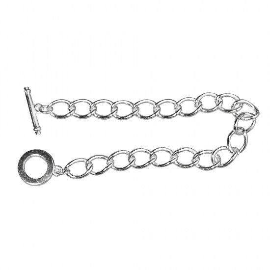 Element bracelet with toggle closure, argintiu-plated, 18cm, tab-bag 1pc.